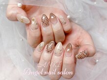 エンジェルネイルサロン(Angel nail salon)/ボーダーXラメXリボン