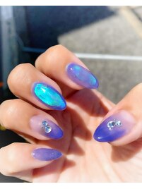 氷ネイル　ブルー　グラデ