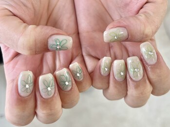 リアン 大宮(Rian)/落書きネイル/お花ネイル