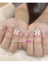 ガラスフレンチネイル