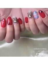 ラミュウ 国立(LA.MIU)/艶チェックネイル &nbsp;国立 ネイル