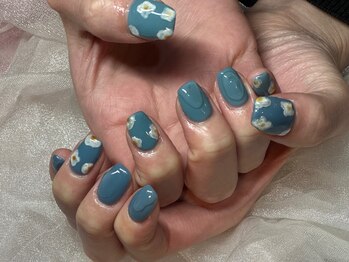 ガーデン ヘア&エステ&ネイル Garden/ブルーお花ネイル