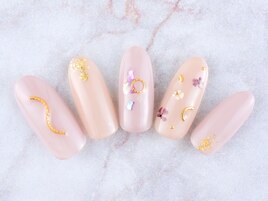 ドライフラワー×ゴールドネイル
