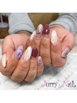 ジュリーネイル 所沢店/パープルシェル埋め込み