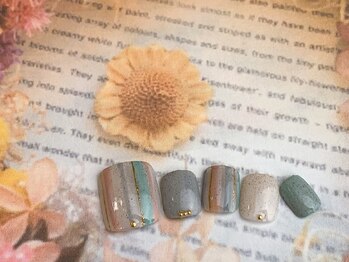 ネイルサロン&スクール ジーナ(GINA)/くすみカラーボーダーネイル