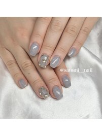 ワンカラー+2本アートネイル