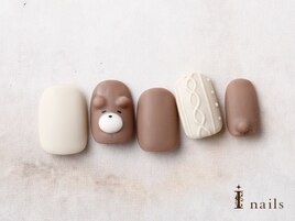 ぷっくりクマニットマットネイル