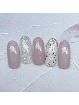 ネイルアンドまつげ リュフェール 五反田(Nail Lufaire)/ダルメシアンくすみぴんく