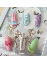 ストライプｘぷっくりニット