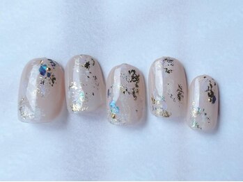 アイネイルズ 梅田店(I nails)/ベージュホイルネイル
