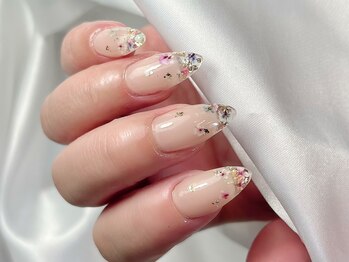 クリア押し花ネイル