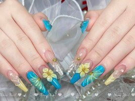 ブルーフラワーネイル