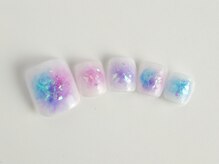 まつげアンドネイル ディアマンローズ(DIAMANT ROSE)/タイダイ柄フットネイル・6600円