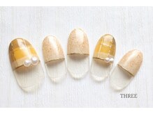 スリー 自由が丘(THREE)/イエローチェックネイル♪