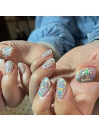 キラキラ/ラメ/冬ネイル