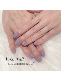 SUMMER うる艶水色ネイル♪