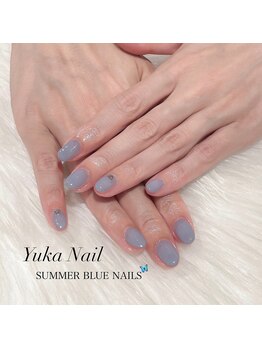 ユカネイル(Yuka Nail)/SUMMER うる艶水色ネイル♪