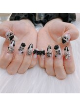 ネイルミュウ(Nail miu)/#black×silverネイル