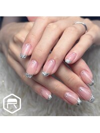 ガラスフレンチネイル