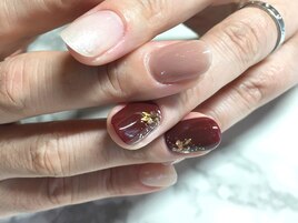 ボルドー×ベージュネイル☆