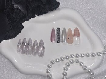 ネイルライフ 目黒店 恵比寿 白金(NailLife)/フレンチビジューレースネイル