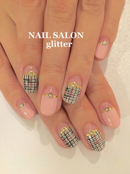 ネイルサロン グリッター(NAIL SALON glitter)/チェック柄ネイル
