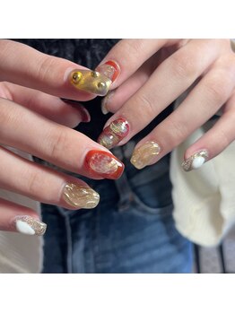 プリュネ(Prune)/成人式ネイル/ぷくぷくネイル/冬