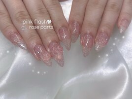 ピンク/フラッシュネイル