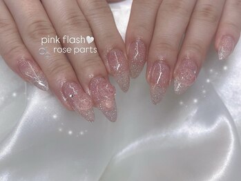 ピンク/フラッシュネイル
