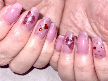 バレンタインネイル