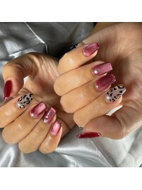 ヒョウ柄&ボルドーマグネット