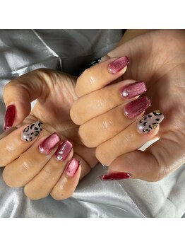 ヒョウ柄&ボルドーマグネット