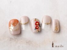 アイネイルズ 横浜EAST店(I-nails)/和風フラワー丸フレンチネイル