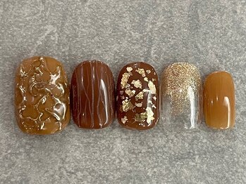 カラネイル 南森町店(calla nail)/ブラウン×ゴールド