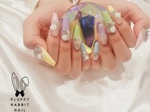 フラッフィーラビットネイル(fluffy rabbit nail)/フレンチ薔薇ローズビジュー