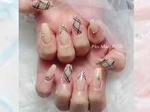ピオミエルネイル 新宿(pio miel nail)/ヌーディーベージュ×ライン