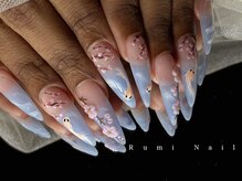 ワンホンネイル 新宿(Rumi Nail)/桜グラデーション/和風アート