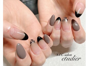 S.I.Gサロン エチュデイエ(etudier)/ブラックアニマルネイル☆