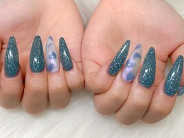 ブルーマグネット×ハートネイル