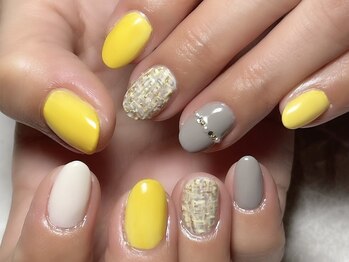 レディグリッター(Lady glitter)/イエロー&グレーツイード