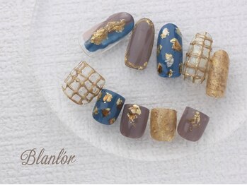 ネイルサロン ブランロール 白金店(Nail Salon Blanl'or)/格子柄ゴールドネイル