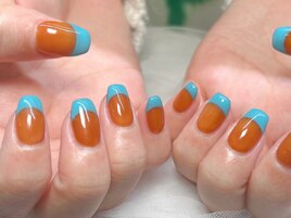 青/フレンチ/シンプルネイル