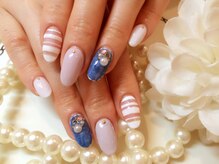 ボネール(nail ＆ eyelash Bounail)/ボーダー デニム　ネイル