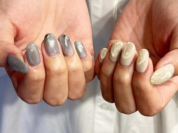 アイネイルズ 梅田店(I nails)/ニュアンスミラーぷっくり¥9700