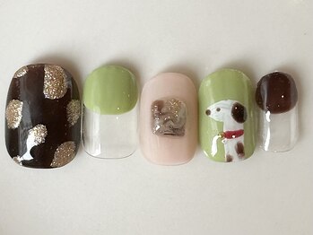 カラ ネイル 中津店(calla nail)/横顔わんこ