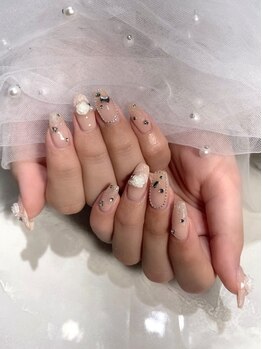 ノワール(NOIR)の写真/《持ち込みOK》大人気の可愛いワンホンネイルならNOIR★韓国/チークネイル/リボン・ハートネイルなどお任せ