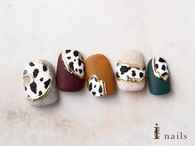 アイネイルズ 横浜EAST店(I-nails)/牛柄正月マットネイル