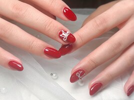 赤/リボン/シンプル/ワンカラー