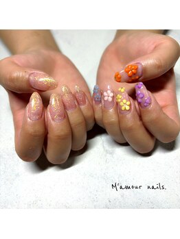 マムール ネイルズ(M'amour nails)/アシンメトリーネイル