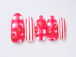 チェックフラワーアート